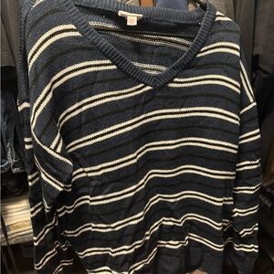 LuLaRoe Navy and White Striped Sweater